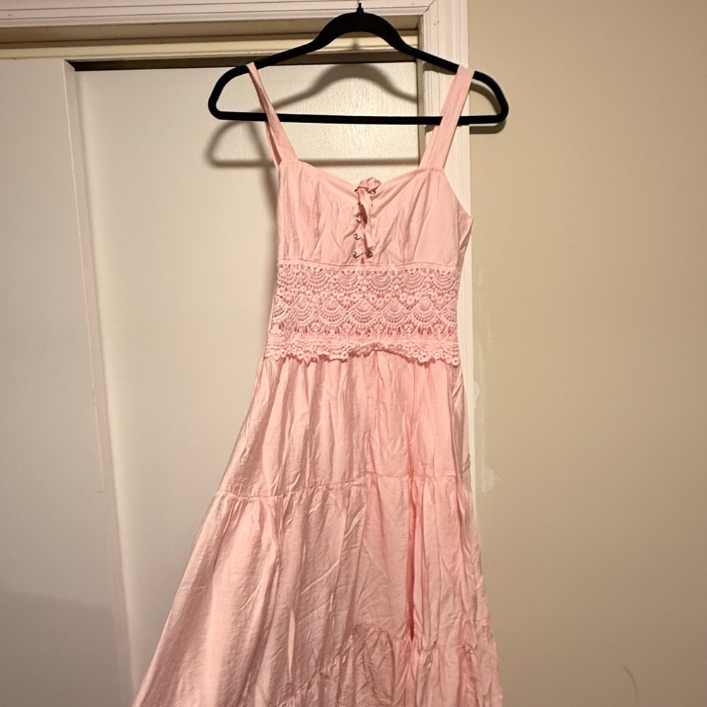 Pink Lace Trim Dress